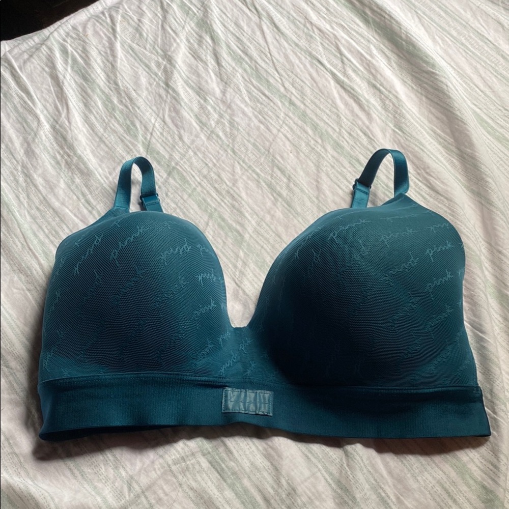 PINK Victoria's Secret Blue Seamless Bra with Molded Cups